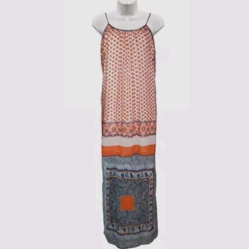 Clover Canyon Maxi Sheer Dress Floral Geometric Racerback Womens XS Made In USA